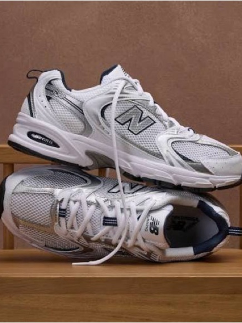 New Balance White, Blue & Gray Running Sneakers